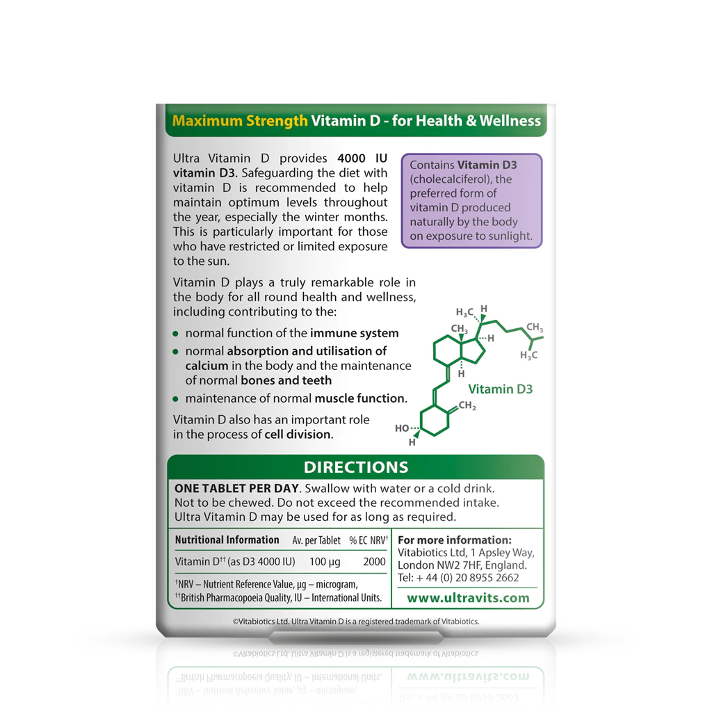 ULTRA VITAMIN D 4000 IU (УЛЬТРА ВИТАМИН D 4000 МЕ), 96 ТАБЛЕТОК ULTRA VITAMIN D 4000 IU (УЛЬТРА ВИТАМИН D 4000 МЕ), 96 ТАБЛЕТОК